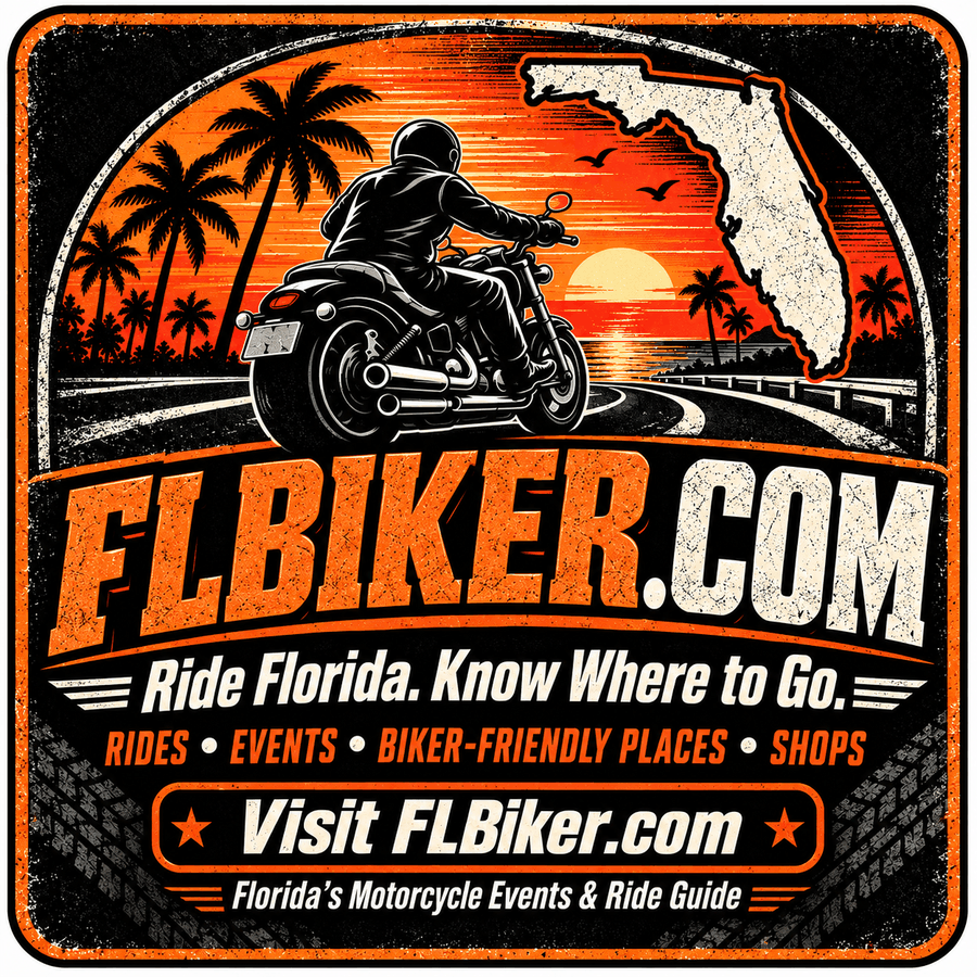 FLBiker.com Ride Florida sunset website badge