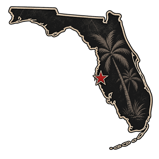 Florida map with Sarasota area marked